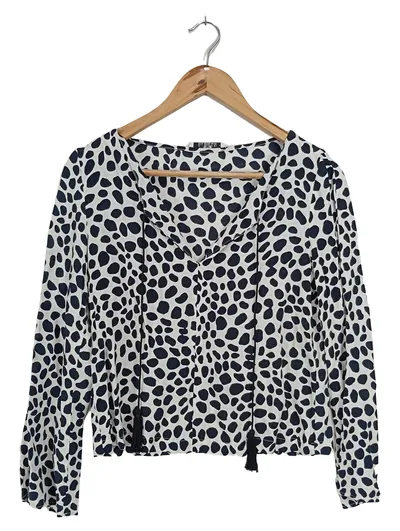 MNG Damen Hemdbluse Fleckenmuster Quasten Gr. 34/XS Casual