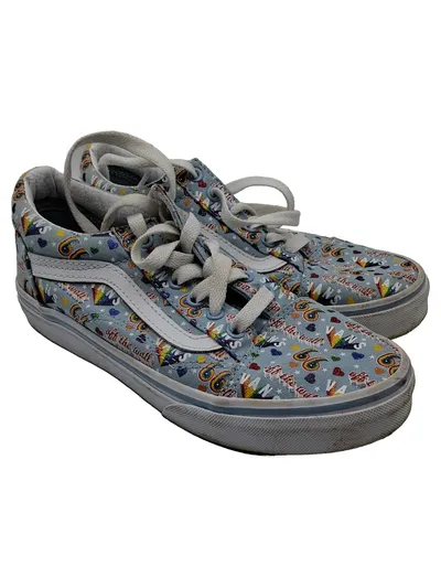 Vans Old Skool Sneaker Kinder Gr. 34 Blau Regenbogen Glitzer Canvas