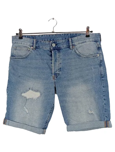 H&M Herren Denim Jeans Shorts Slim Fit Destroyed Look Gr. 34 Blau