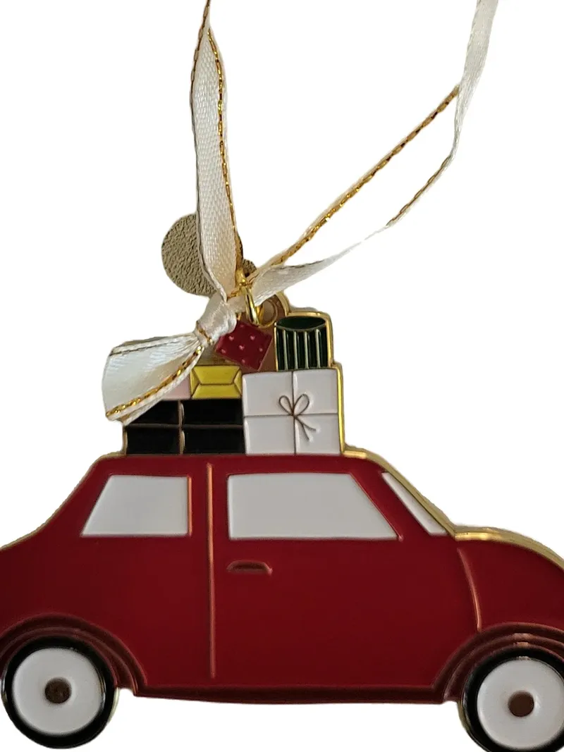 Eulenschnitt Dekoanhänger Auto mit Geschenken Weihnachtlich Metall Mehrfarbig 2