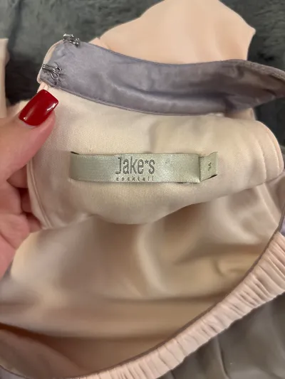 Jake's Cocktail Kleid Grau Elegant Festlich Damen Gr. 34 Midikleid Raffungen
