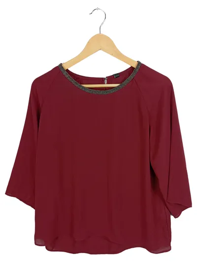 Soyaconcept Damen Bluse M Rot Elegant Perlenbesatz 3/4-Arm