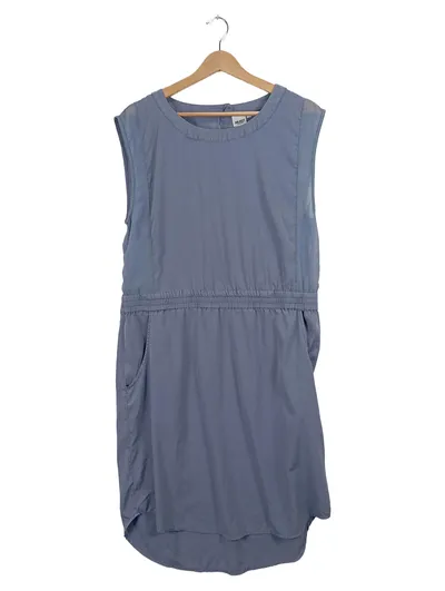 Object Freizeitkleid Damen Blau Uni Raffungen Midikleid Gr. 42/XL