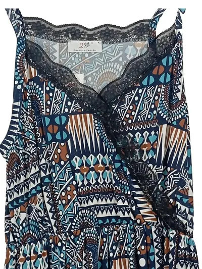 2W PARIS Damen Freizeitkleid XL 42 Mehrfarbig Bohemian Spitze Sommerkleid