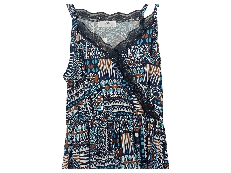 2W PARIS Damen Freizeitkleid XL 42 Mehrfarbig Bohemian Spitze Sommerkleid 3