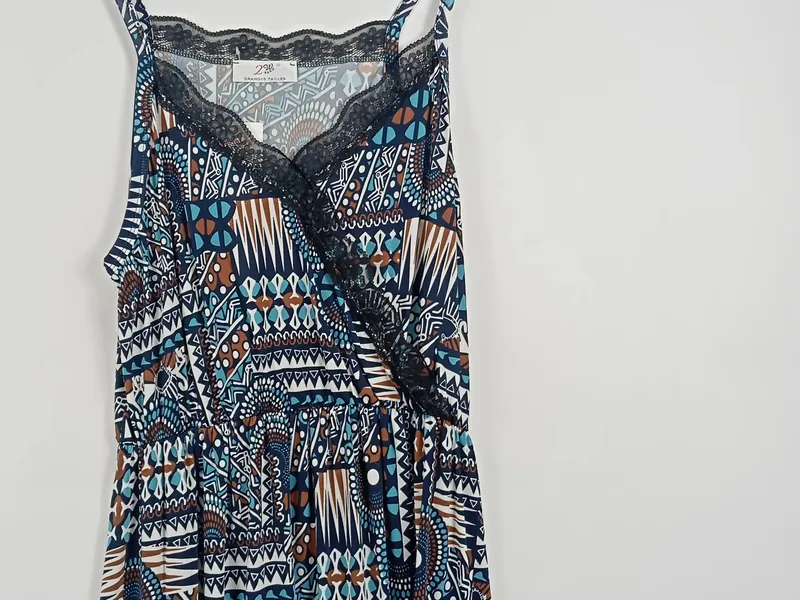2W PARIS Damen Freizeitkleid XL 42 Mehrfarbig Bohemian Spitze Sommerkleid 6