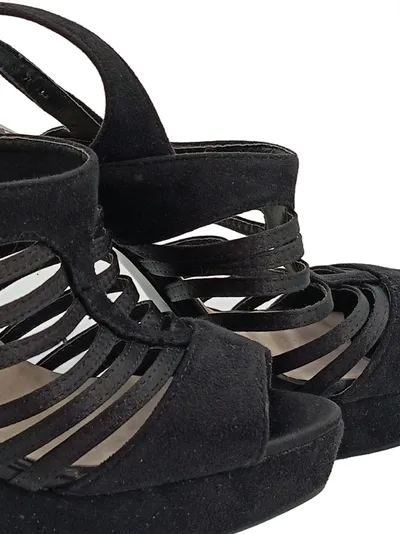 FURIEZZA Damen Sandaletten Gr. 38 Schwarz Elegant Plateau Riemchen High Heels