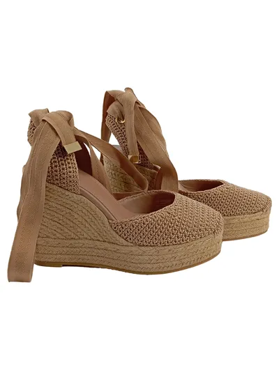 Uterqüe Espadrilles Keilabsatz Sandalen Damen Gr. 35 Beige Bast