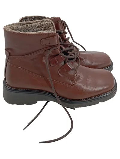 SUTOR Damen Stiefelette Gr. 37 Braun Leder gefüttert Casual Schnürstiefelette