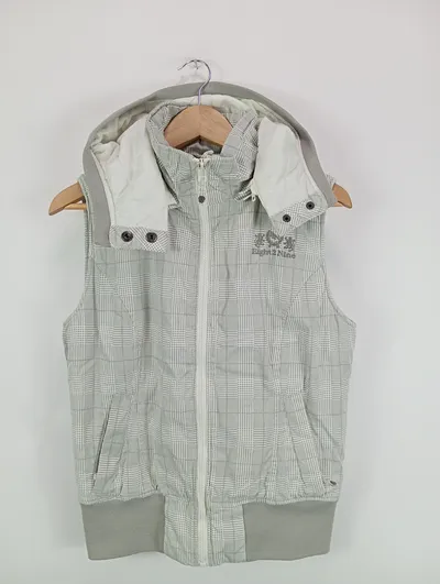 EIGHT2NINE Damen Sweatjacke Grau Kariert Kapuze Gr. 38/M