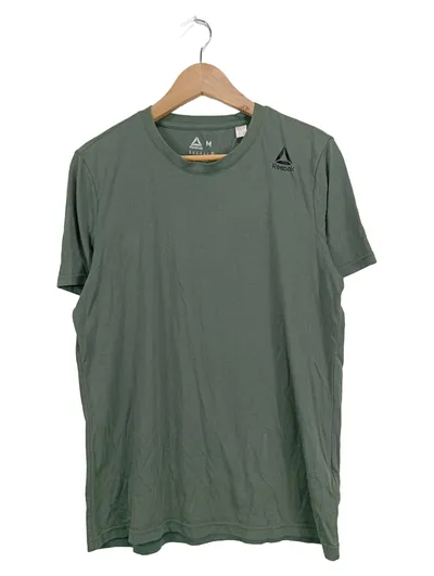 Reebok Herren T-Shirt Grün Gr. M Sportlich Kurzarm Baumwolle
