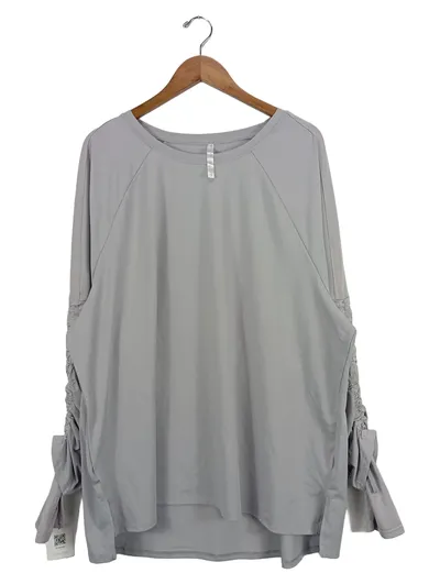 Fabletics Damen Langarmshirt mit Raffung Grau Sportlich Gr. 46/3XL