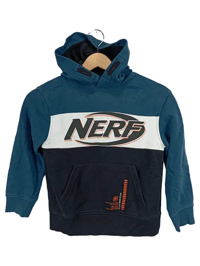 NERF Kapuzenpullover Kinder Gr. 122/128 Hoodie Blau Schwarz Hasbro