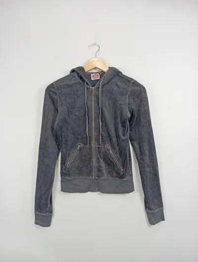 Juicy Couture Sweatjacke Kapuze Damen Grau Gr. 36/S Polyester Freizeit