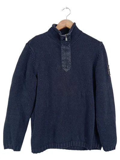 FIRE+ICE Bogner Herren Strickpullover Troyer Gr. 50/L Blau Baumwolle