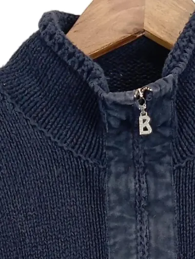 FIRE+ICE Bogner Herren Strickpullover Troyer Gr. 50/L Blau Baumwolle