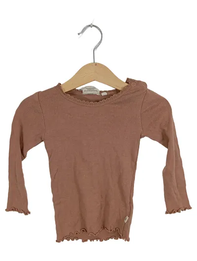 Wheat Langarmshirt Mädchen Gr. 86 Rosa Rippstrick Rüschen Baumwolle