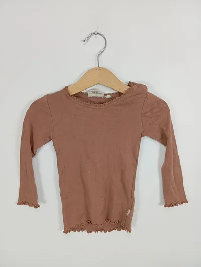 Wheat Langarmshirt Mädchen Gr. 86 Rosa Rippstrick Rüschen Baumwolle