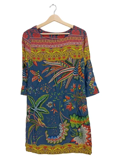 Desigual Damen Freizeitkleid Gr. 38 Mehrfarbig Bohemian Florales Muster