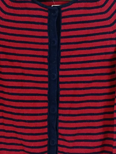 Marc O'Polo Strickjacke Kinder Gr. 98/104 Rot Gestreift Wolle Kaschmir