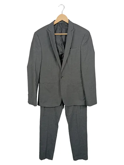 ASOS Herren Anzug Grau Sakko Hose Krawatte Business Gr. 48/M Polyester