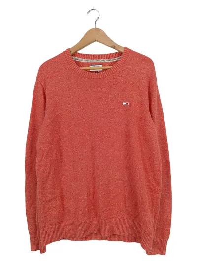 Tommy Jeans Herren Pullover Melange Rot Gr. 52 XL Baumwolle Casual