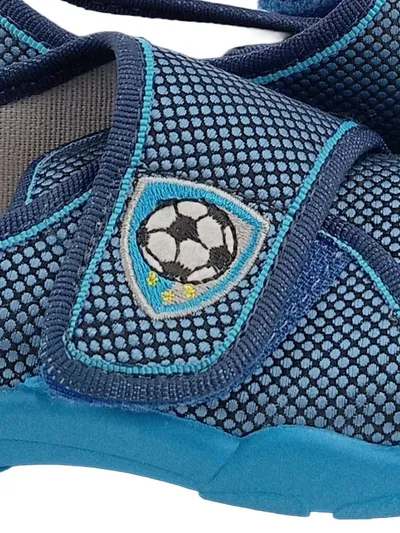 Elefanten Kinder Hausschuhe Blau Gr. 28 Sportlich Klettverschluss Fußball