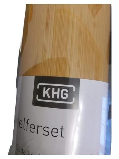 KHG Küchenhelfer Set Bambus 7-teilig Natur Holz Kochbesteck Beige 34cm