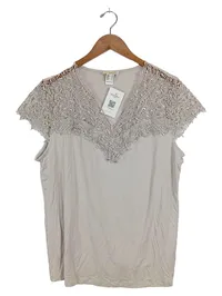 Alessa W. Collection Damen Bluse Gr. 48 Beige mit Spitze Feminin 1