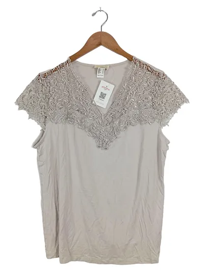 Alessa W. Collection Damen Bluse Gr. 48 Beige mit Spitze Feminin