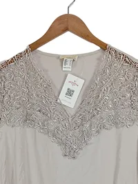 Alessa W. Collection Damen Bluse Gr. 48 Beige mit Spitze Feminin 2