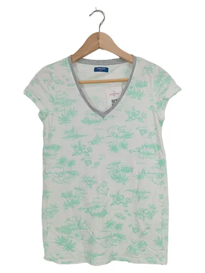 Conleys Damen T-Shirt Hawaii Muster V-Ausschnitt Gr. 34/XS Casual