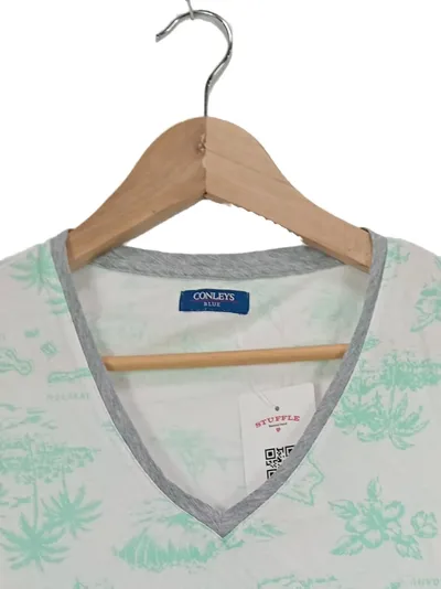 Conleys Damen T-Shirt Hawaii Muster V-Ausschnitt Gr. 34/XS Casual