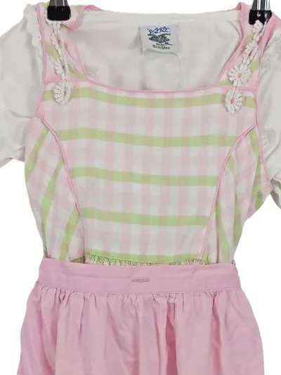Isar-Trachten Dirndl Trachtenkleid Kinder Mädchen Rosa Grün kariert Gr. 134