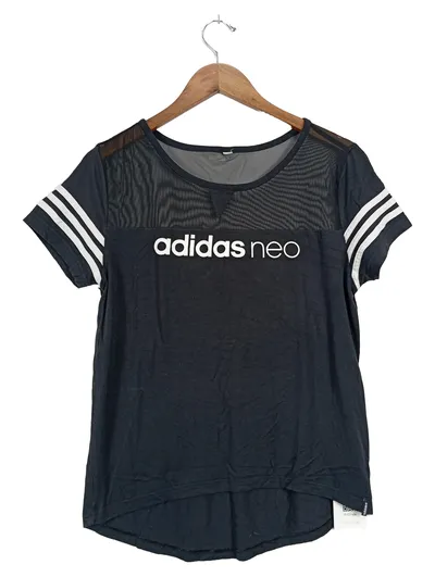 adidas NEO Damen T-Shirt Gr. 38/M Schwarz Sportlich Logo-Print
