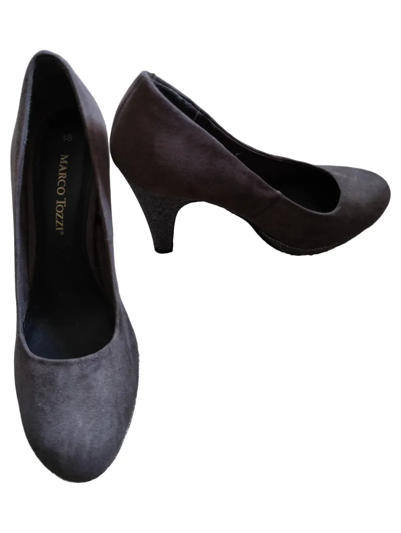 Marco Tozzi Damen Pumps Gr. 38 Grau Glitzer Absatz High Heels Elegant 2