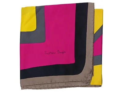 Tristano Onofri Seidenschal Damen Mehrfarbig Pink Gelb Geometrisch
