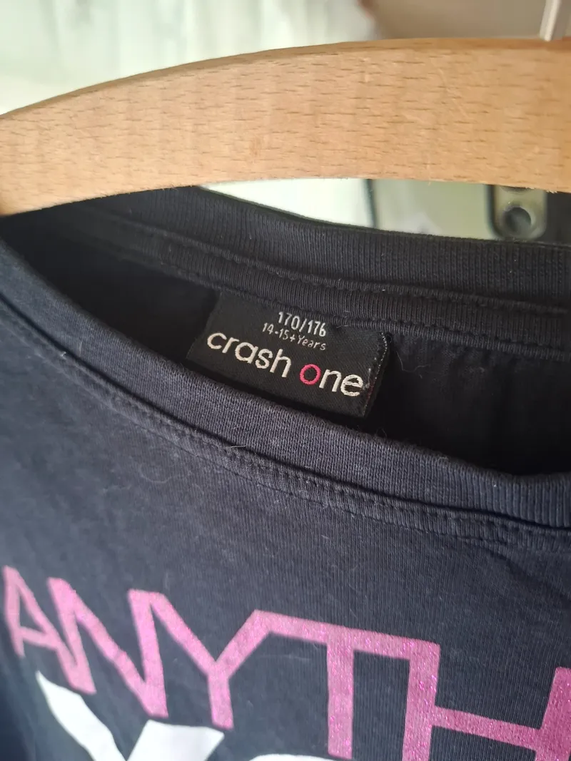 Crash One Kinder Langarmshirt Gr. 176 Schwarz mit Schriftzug Casual 4