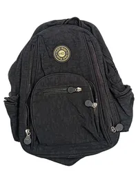 H&D Collection Rucksack Schwarz Damen Nylon Daypack viele Fächer 1