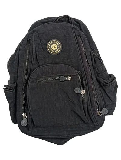 H&D Collection Rucksack Schwarz Damen Nylon Daypack viele Fächer