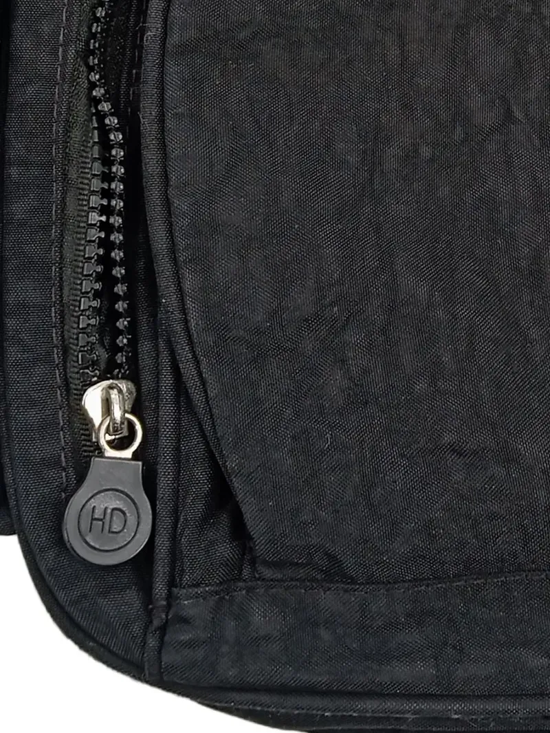 H&D Collection Rucksack Schwarz Damen Nylon Daypack viele Fächer 5