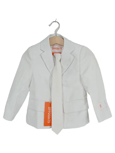 OppoSuits Kinder Anzug Sakko Krawatte Weiß Gr. 98 Elegant Festlich