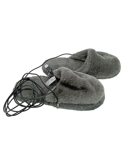 infactory USB Heizpantoffeln Gr. 43 Grau Beheizte Hausschuhe Plüsch