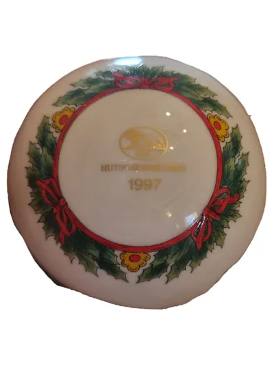 Hutschenreuther Weihnachtsbaumkugel 1997 Porzellan Bären Motiv Weihnachten 7cm