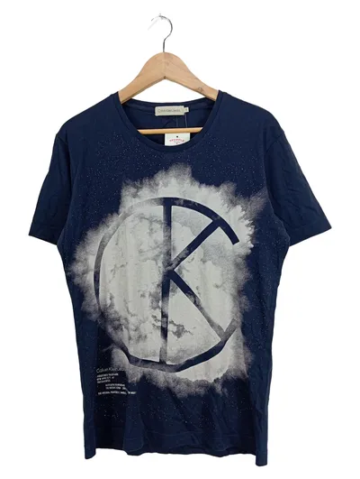 Calvin Klein Jeans Herren T-Shirt Blau Gr. 46/S Casual Logo-Print
