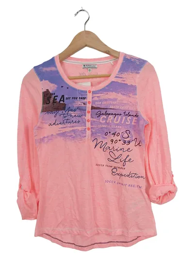 SOCCX Damen Langarmshirt Gr. 34/XS Pink Gestreift Marine Life Casual