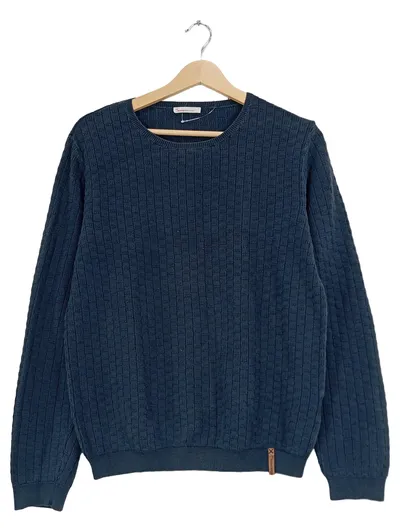 Knowledge Cotton Apparel Pullover Herren Gr. S Blau Strukturmuster Casual