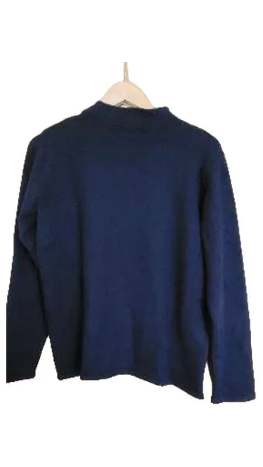 s'questo Damen Pullover Gr. 40/L Blau Stehkragen Langarm Streifen