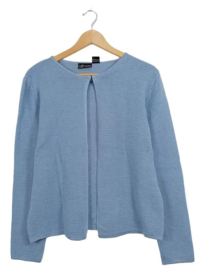 UP 2 FASHION Damen Strickjacke Gr. 38 Blau Casual Rippstrick Langarm