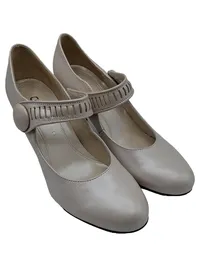 Gabor Mary Jane Pumps Damen Elegant Leder Knopf Absatz 8cm Beige Gr. 40.5 2